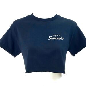 SEATTLE SEAHAWKS Double Script Retro Logo "Cropped" Crop Top Football Jersey Tee